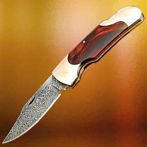 Damascus Folder-Wood Scales