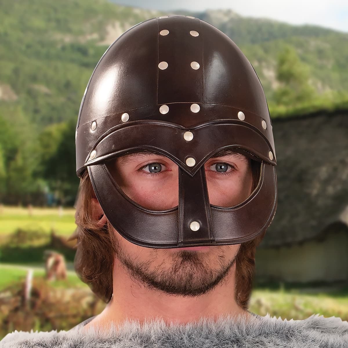 Leather Vendel Viking Helmet